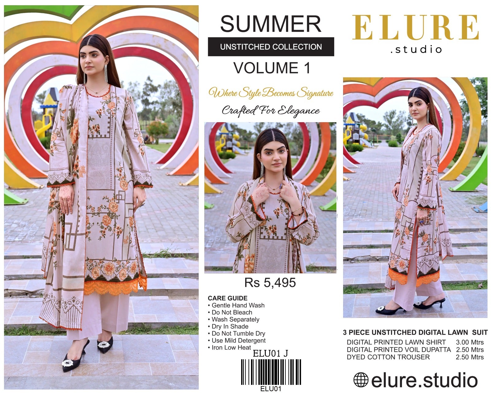 "ELURE" Digital Printed Lawn With Voil Printed Dupatta